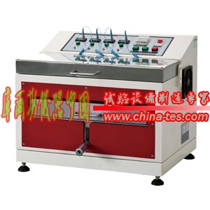 HY-762CWMAESER 皮革動態防水試驗機：產品說明:測試方式采用潔凈的鋼珠置于材料內裹，鋼珠本身之阻抗以及總和重量，都必須符合規定，在此條件下值測材料曲折防水滲透指數，采用ZUI新感應元件及特殊設計，測試中只要材料內裹被水滲透立即自動停止計數或在-皮革動態防水試驗機